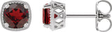 Platinum Natural Mozambique Garnet Round 4-Prong Earrings