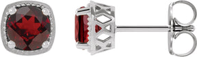 Platinum Natural Mozambique Garnet Round 4-Prong Earrings