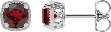 Platinum Natural Mozambique Garnet Round 4-Prong Earrings