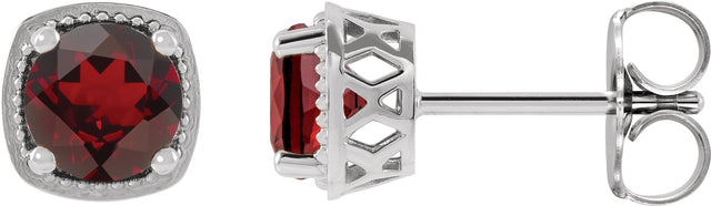 Platinum Natural Mozambique Garnet Round 4-Prong Earrings