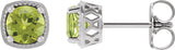Platinum Natural Peridot Round 4-Prong Earrings