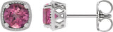 14K Gold Natural Pink Tourmaline Round 4-Prong Earrings - White Gold