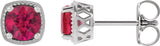 Platinum Lab-Grown Ruby Round 4-Prong Earrings