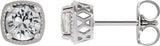 14K Gold Natural White Sapphire Round 4-Prong Earrings - White Gold