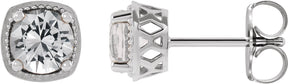 Platinum Natural White Sapphire Round 4-Prong Earrings