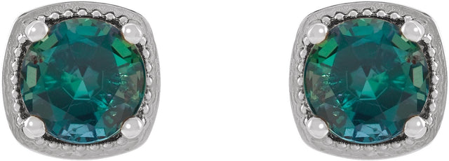 14K Gold Lab-Grown Alexandrite Round 4-Prong Earrings - White Gold - view 2