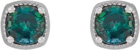 Platinum Lab-Grown Alexandrite Round 4-Prong Earrings - view 2
