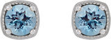 14K Gold Natural Aquamarine Round 4-Prong Earrings - White Gold - view 2