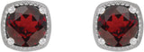 14K Gold Natural Mozambique Garnet Round 4-Prong Earrings - White Gold - view 2