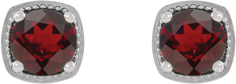 Platinum Natural Mozambique Garnet Round 4-Prong Earrings - view 2