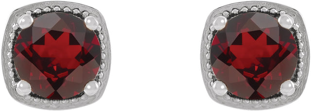 Platinum Natural Mozambique Garnet Round 4-Prong Earrings - view 2