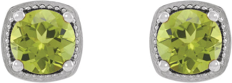 Platinum Natural Peridot Round 4-Prong Earrings - view 2