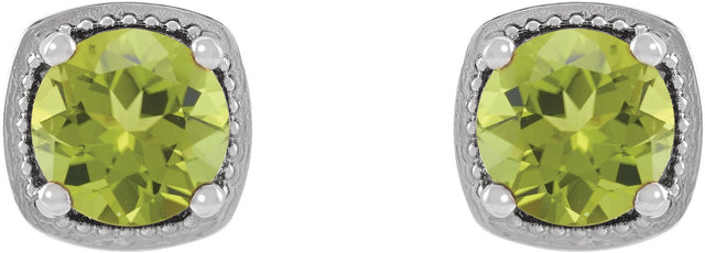 Platinum Natural Peridot Round 4-Prong Earrings - view 2