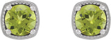 14K Gold Natural Peridot Round 4-Prong Earrings - White Gold - view 2