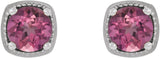 Platinum Natural Pink Tourmaline Round 4-Prong Earrings - view 2
