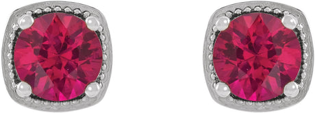 Platinum Natural Ruby Round 4-Prong Earrings - view 2