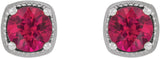 Platinum Lab-Grown Ruby Round 4-Prong Earrings - view 2
