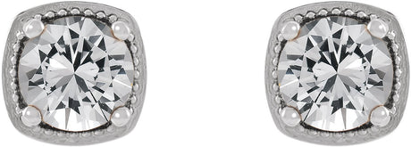 Platinum Natural White Sapphire Round 4-Prong Earrings - view 2