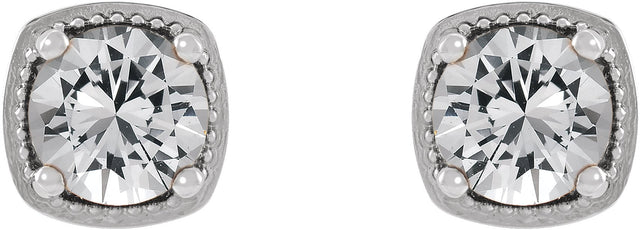 Platinum Natural White Sapphire Round 4-Prong Earrings - view 2