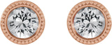 14K Gold Natural White Sapphire Round Bezel-Set Stud Earrings - Rose Gold - view 2
