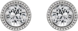 Platinum Natural White Sapphire Round Bezel-Set Stud Earrings - view 2