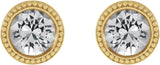 14K Gold Natural White Sapphire Round Bezel-Set Stud Earrings - Yellow Gold - view 2