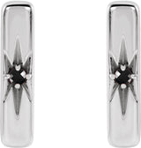 Platinum Round Natural Black Onyx Accented Bar Earrings - view 4