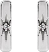 Platinum Round Natural White Sapphire Accented Bar Earrings - view 4