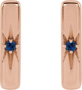 14K Gold Round Natural Blue Sapphire Accented Bar Earrings - Rose Gold - view 4