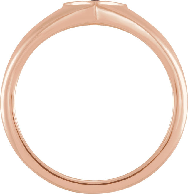 14K Gold Round Natural Ruby Heart Signet Ring - Rose Gold - view 2
