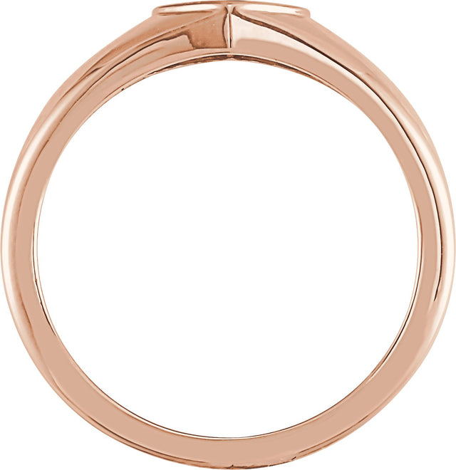 14K Gold Round Natural Aquamarine Heart Signet Ring - Rose Gold - view 2