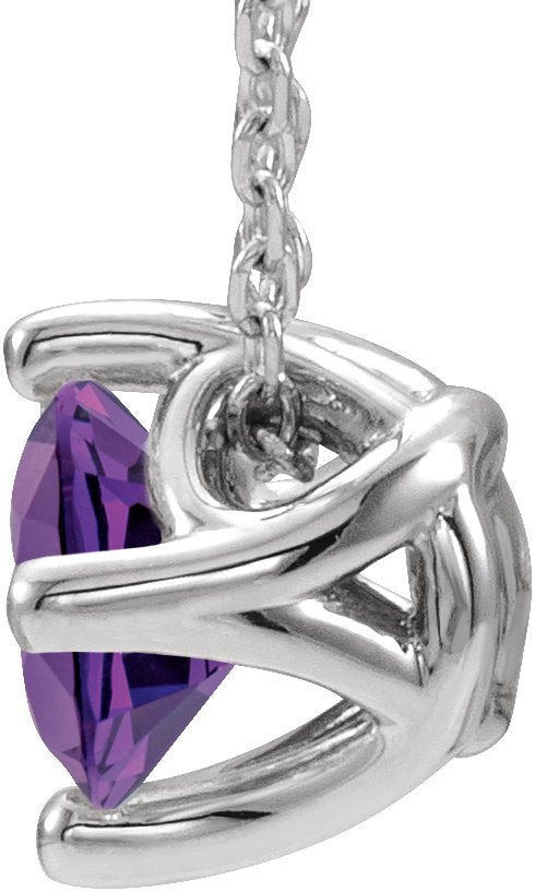 Platinum Round Natural Amethyst Solitaire Necklace or Slide Pendant - view 4