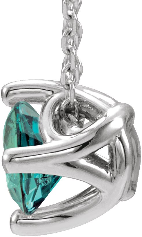 14K Gold Round Lab-Grown Alexandrite Solitaire Necklace or Slide Pendant - White Gold - view 4