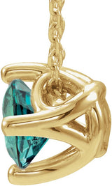 14K Gold Round Lab-Grown Alexandrite Solitaire Necklace or Slide Pendant - Yellow Gold - view 4