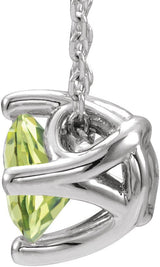 14K Gold Round Natural Peridot Solitaire Necklace or Slide Pendant - White Gold - view 4