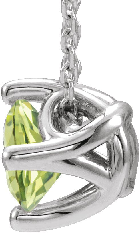 Platinum Round Natural Peridot Solitaire Necklace or Slide Pendant - view 4
