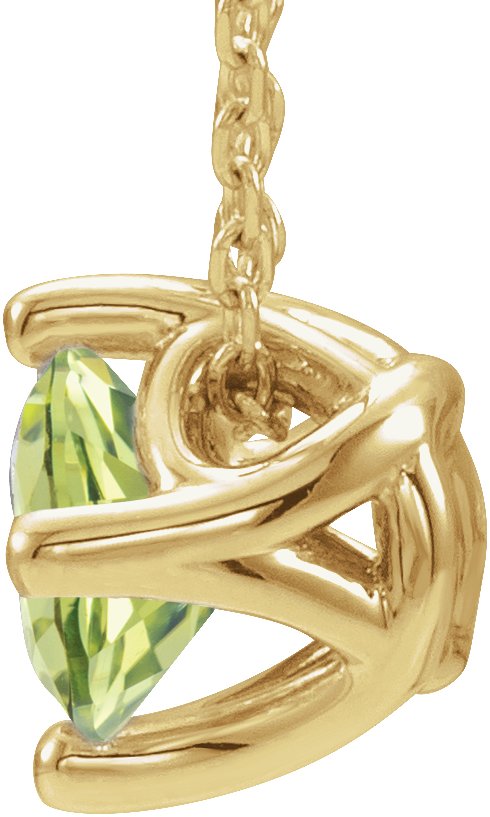 14K Gold Round Natural Peridot Solitaire Necklace or Slide Pendant - Yellow Gold - view 4