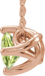 14K Gold Round Natural Peridot Solitaire Necklace or Slide Pendant - Rose Gold - view 4