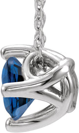 Platinum Round Lab-Grown Blue Sapphire Solitaire Necklace or Slide Pendant - view 4