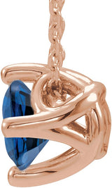 14K Gold Round Lab-Grown Blue Sapphire Solitaire Necklace or Slide Pendant - Rose Gold - view 4