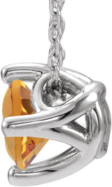 14K Gold Round Natural Citrine Solitaire Necklace or Slide Pendant - White Gold - view 4