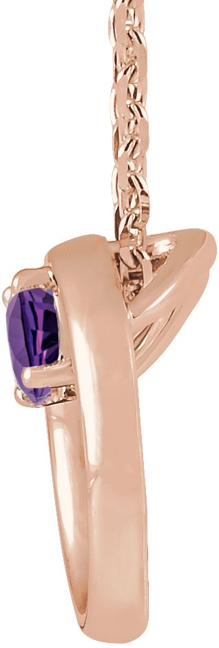 14K Gold Round Natural Amethyst Circle Necklace - Rose Gold - view 4
