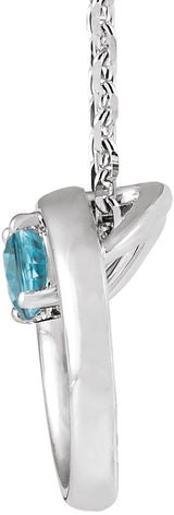 Platinum Round Natural Blue Zircon Circle Necklace - view 4