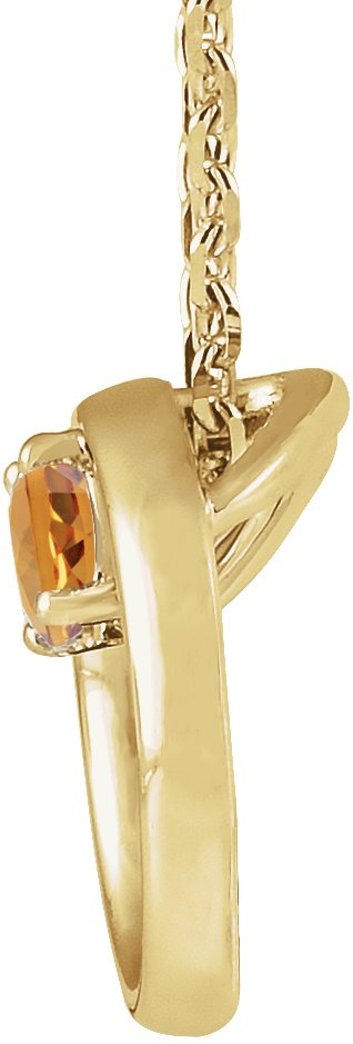 14K Gold Round Natural Citrine Circle Necklace - Yellow Gold - view 4