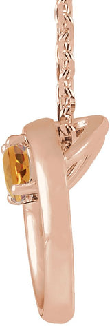 14K Gold Round Natural Citrine Circle Necklace - Rose Gold - view 4
