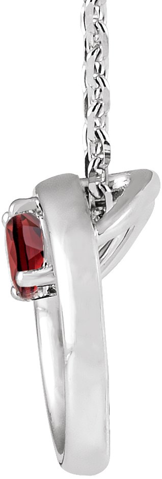 Platinum Round Natural Mozambique Garnet Circle Necklace - view 4