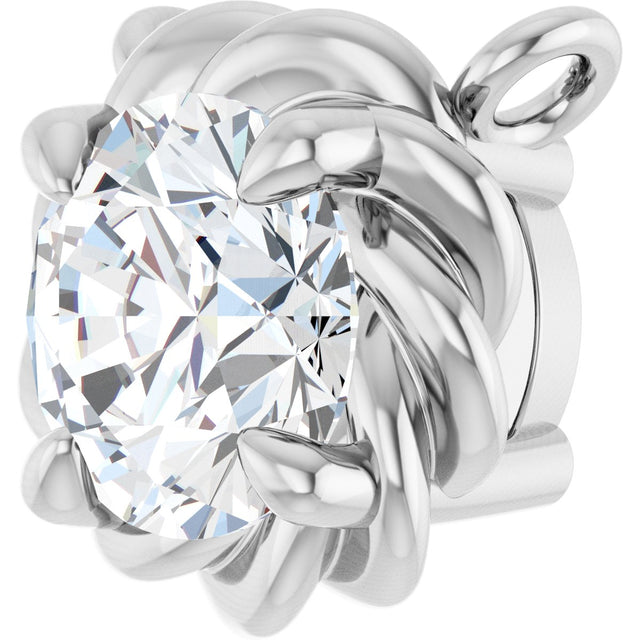 Platinum Round Natural Diamond Claw-Prong Rope Necklace - view 5