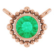 14K Gold Round Natural Emerald Beaded Bezel-Set Necklace - Rose Gold