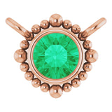 14K Gold Round Natural Emerald Beaded Bezel-Set Necklace - Rose Gold