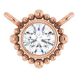 14K Gold Round Lab-Grown Diamond Beaded Bezel-Set Necklace - Rose Gold